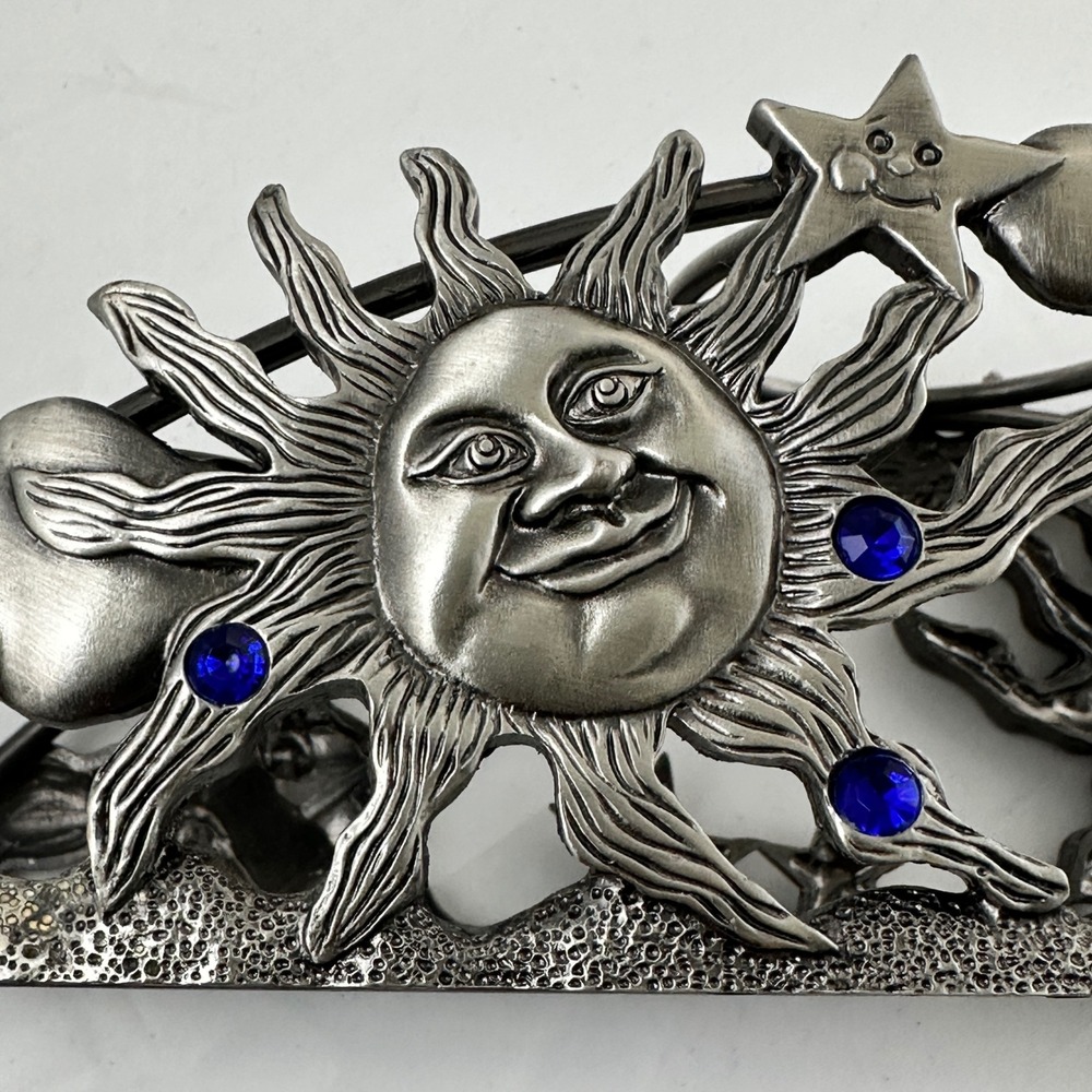 Vintage Spoontiques Celestial Sun Moon Stars 3 Votive Candle Holder Pewter Tone